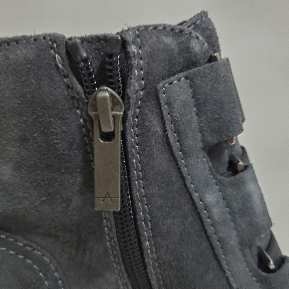 Aqautalia Indira Boot Gray Suede block heel ankle bootie side zip - Picture 7 of 16